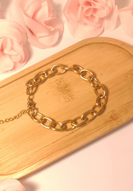 Bracelet Personnalisable Gros Maillons Doré Ajustable - Rêve de Rose