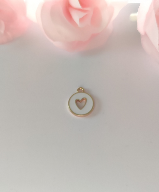 Charms rond cœur blanc