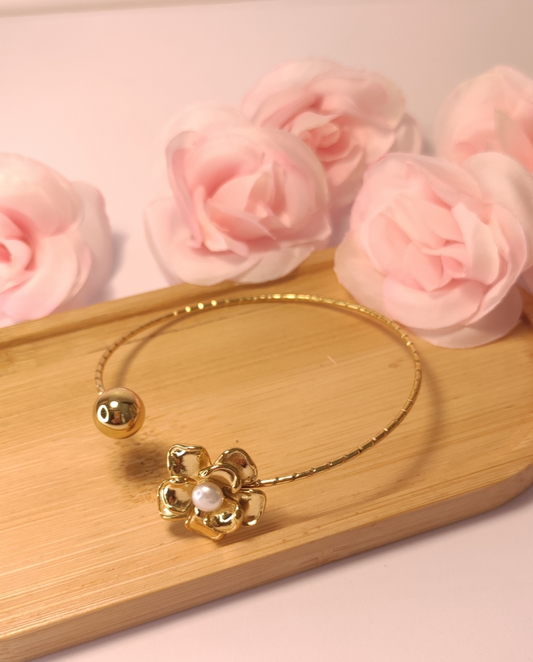 Bracelet Fleur et Perle Blanche - Rêve de Rose