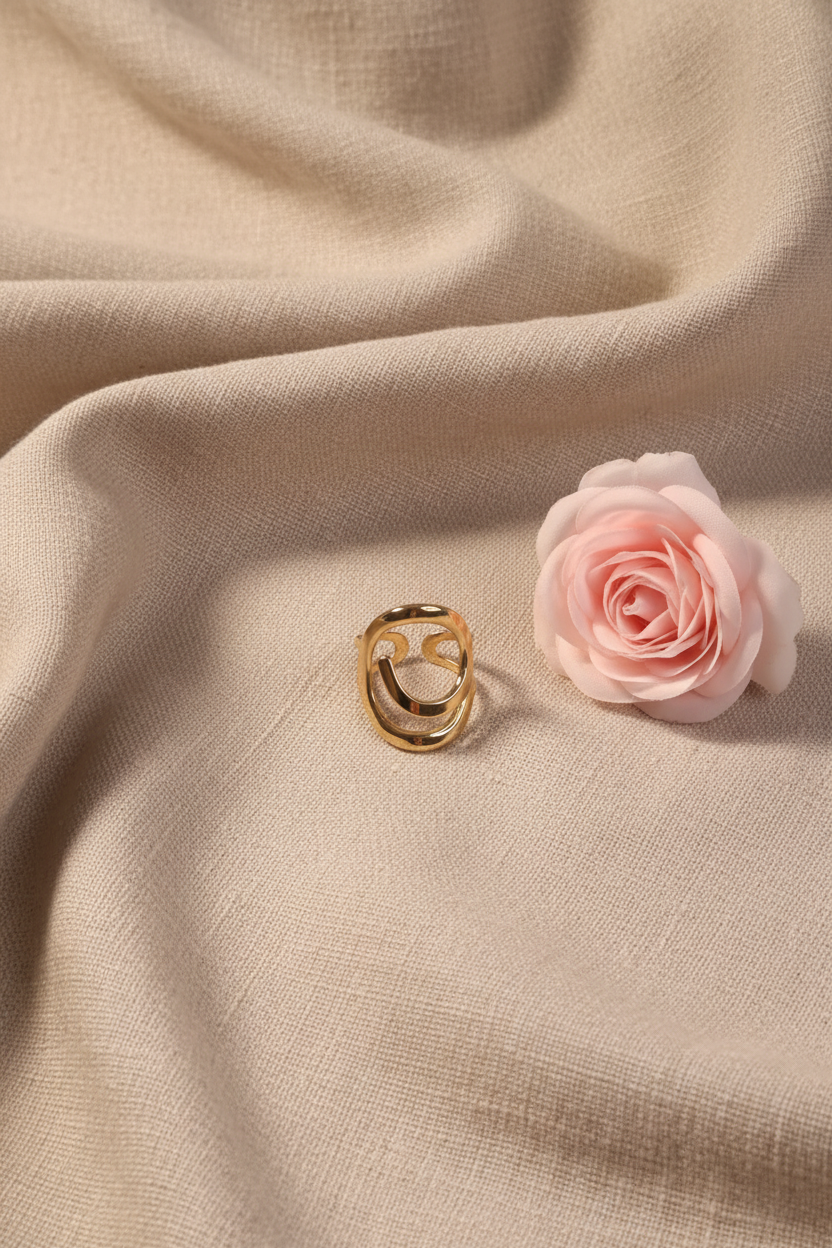Bague Ajustable Dorée Spirale Acier Inoxydable - Rêve de Rose