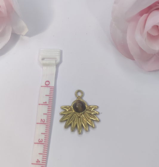 Charms Fleur Dorée avec Pierre Marron - Rêve de Rose