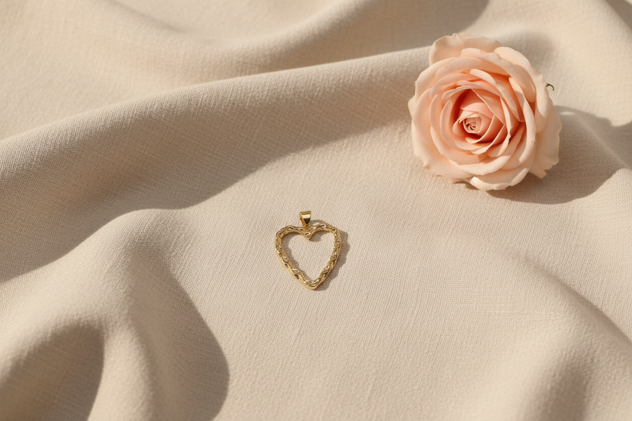 Charm Coeur Martelé 2,5cm - Rêve de Rose
