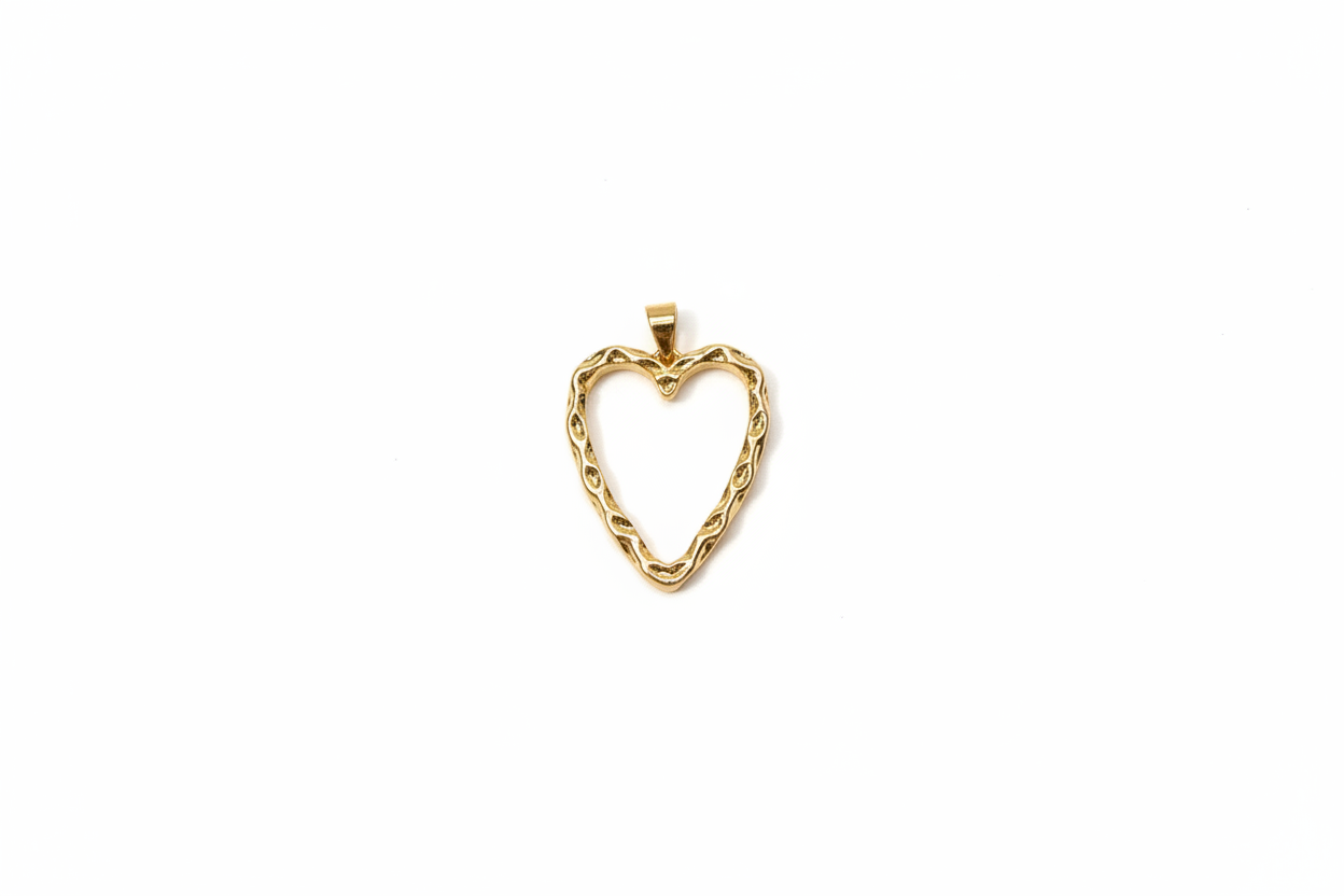 Charm Coeur Martelé 2,5cm - Rêve de Rose