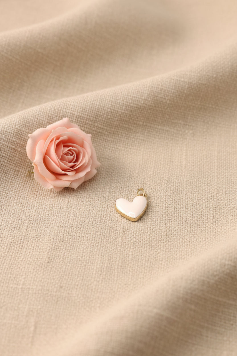 Charm Coeur Blanc 1,5cm - Rêve de Rose