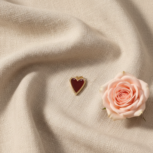 Charm Coeur Doré et Marron 1,5cm - Rêve de Rose