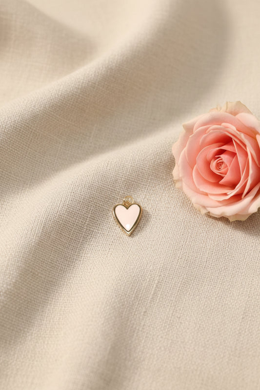 Charm Coeur Doré et Blanc 1,5cm - Rêve de Rose