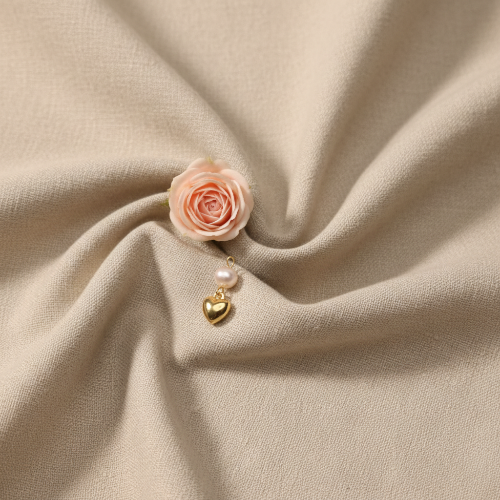 Charm Perle Blanche et Petit Coeur Bombé Doré - Rêve de Rose