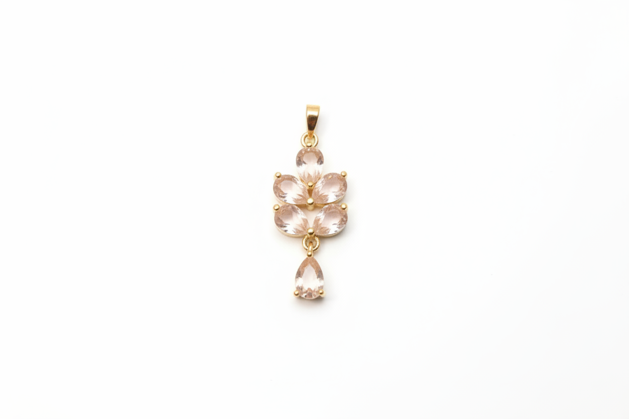Charm Fleur en Pierre Transparente - Rêve de Rose