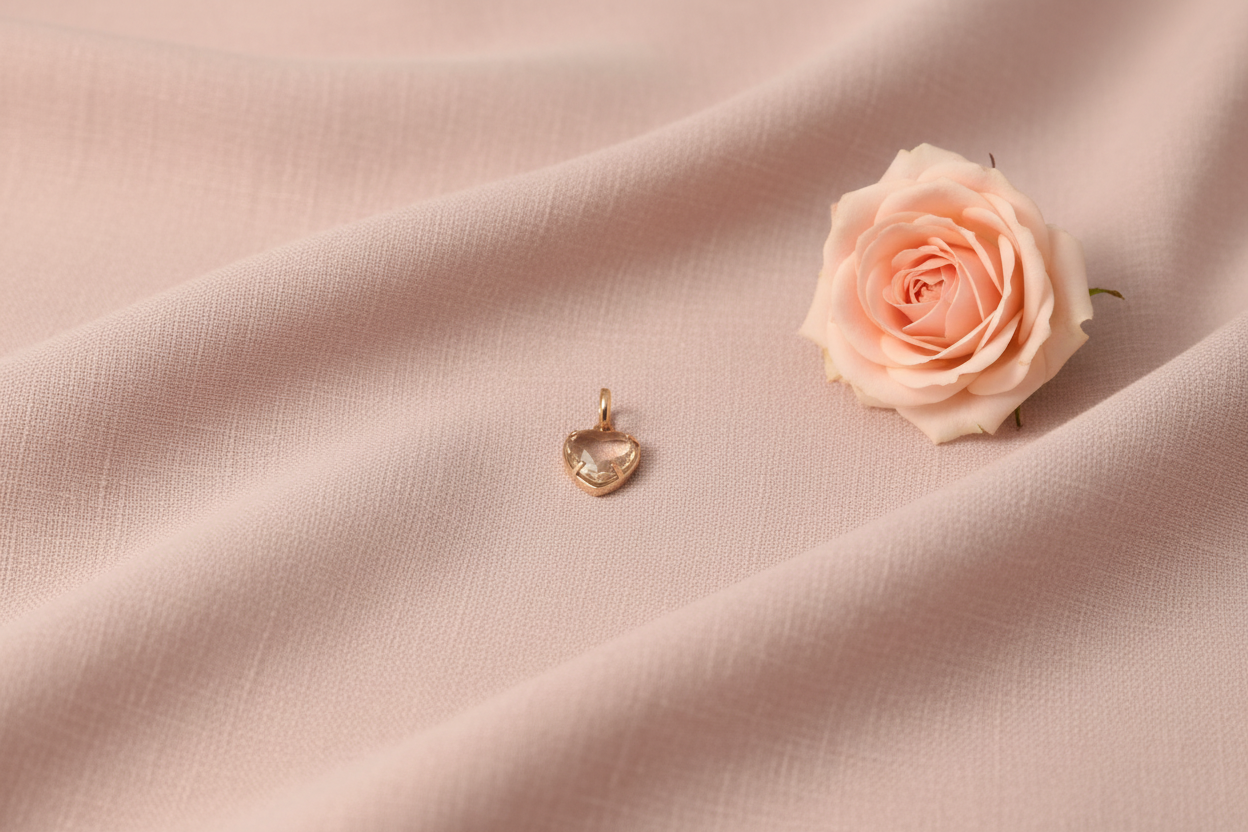 Charm Petit Coeur en Pierre Transparente - Rêve de Rose