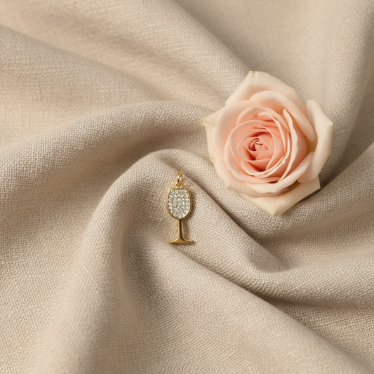 Charm Verre à Vin avec Petites Pierres Scintillantes - Rêve de Rose
