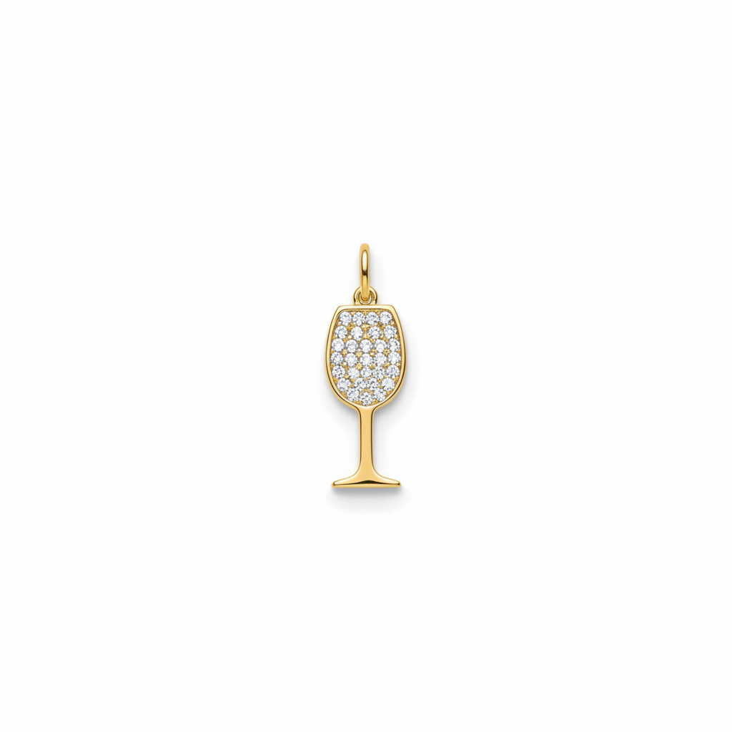 Charm Verre à Vin avec Petites Pierres Scintillantes - Rêve de Rose