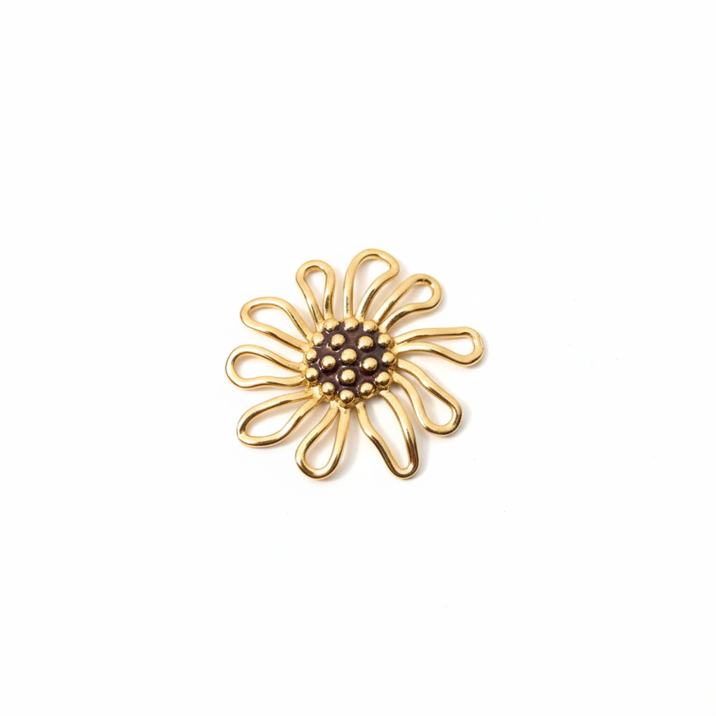 Charm Grosse Fleur 5 cm au Coeur Marron - Rêve de Rose