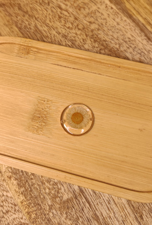 Charm Connecteur Rond en Résine avec Fleur séchée - Rêve de Rose