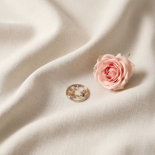 Charm Connecteur Rond avec Petites Fleurs Séchées - Rêve de Rose