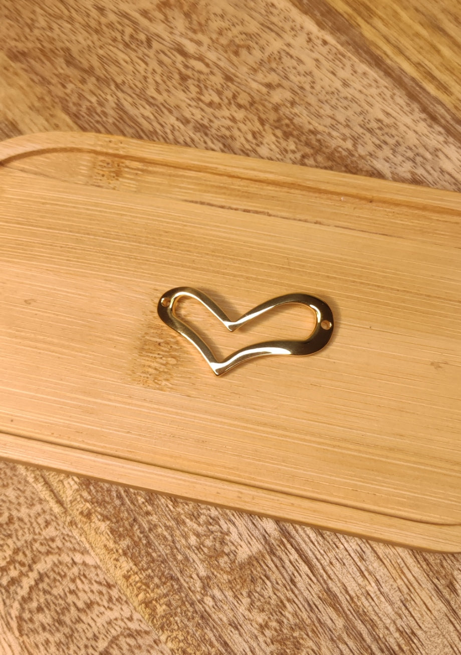 Charm Connecteur Gros Cœur Asymétrique Doré 4cm - Rêve de Rose