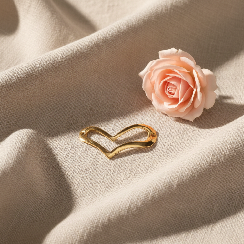 Charm Connecteur Gros Cœur Asymétrique Doré 4cm - Rêve de Rose