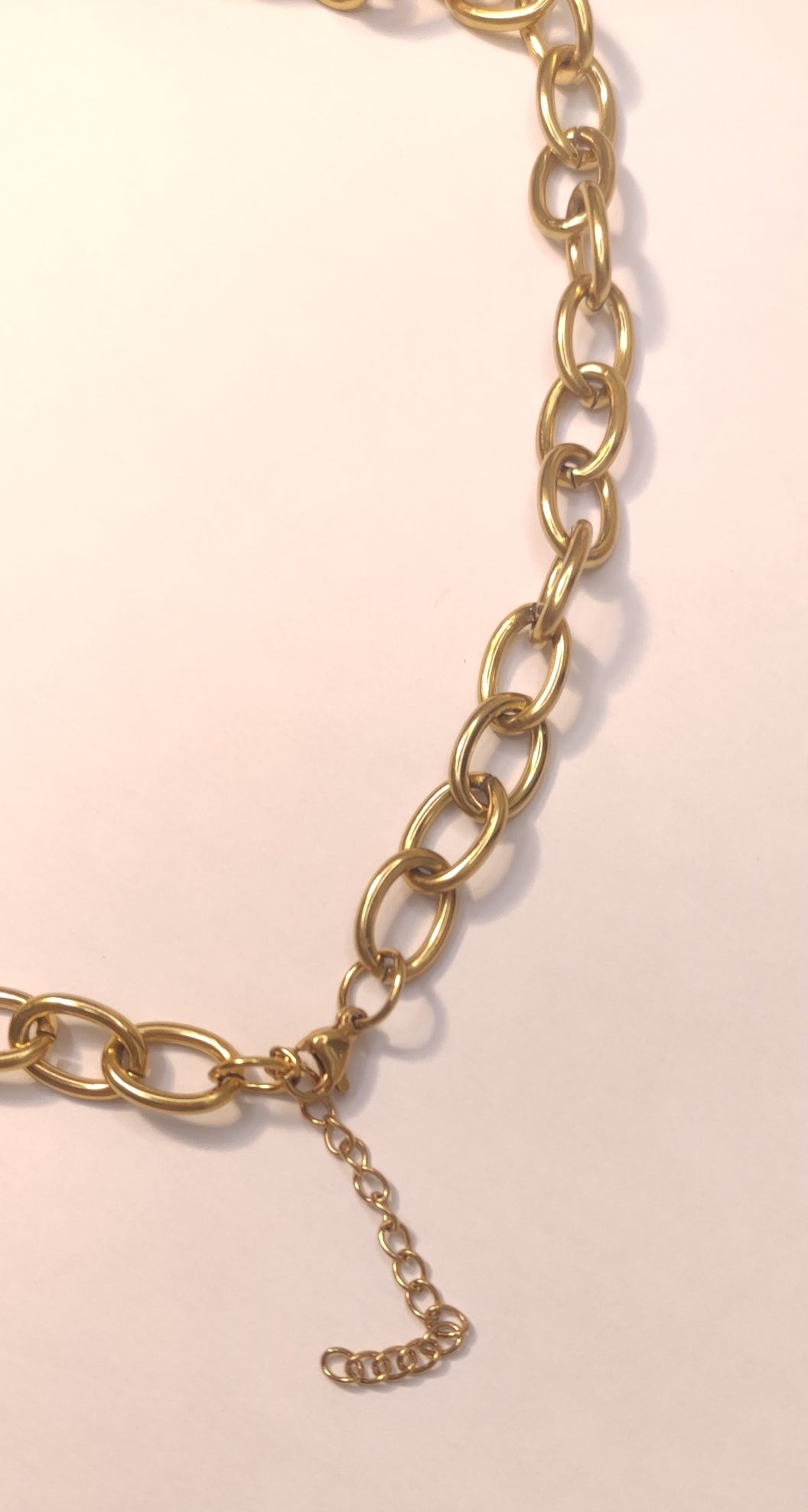 Fermoir mousqueton collier gros maillons dorés acier inoxydable - Rêve de Rose