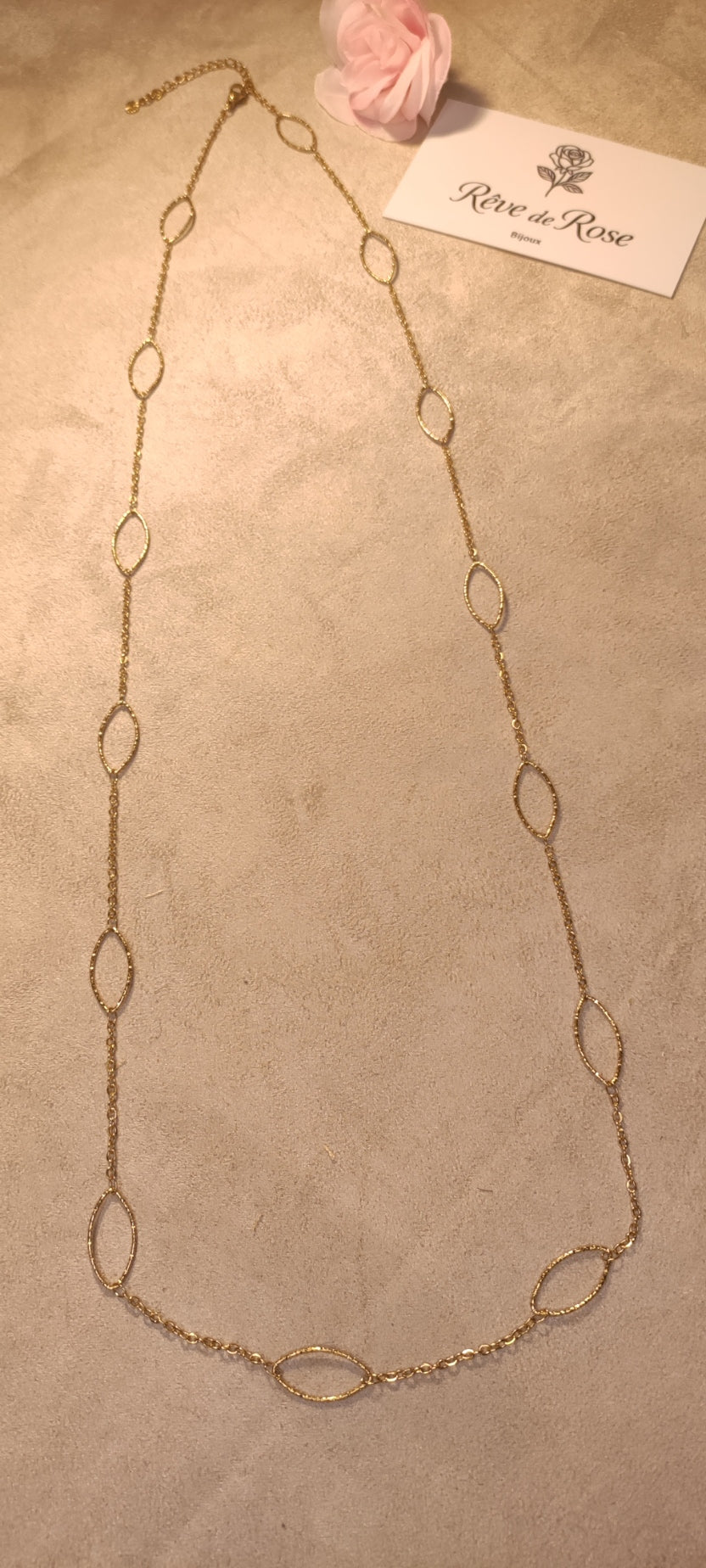 Collier sautoir doré avec alternance de maillons fins et de maillons ovales - Rêve de Rose