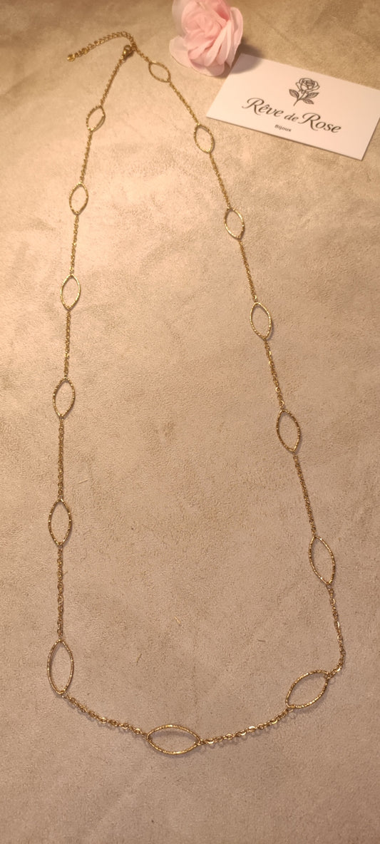 Collier sautoir doré avec alternance de maillons fins et de maillons ovales - Rêve de Rose