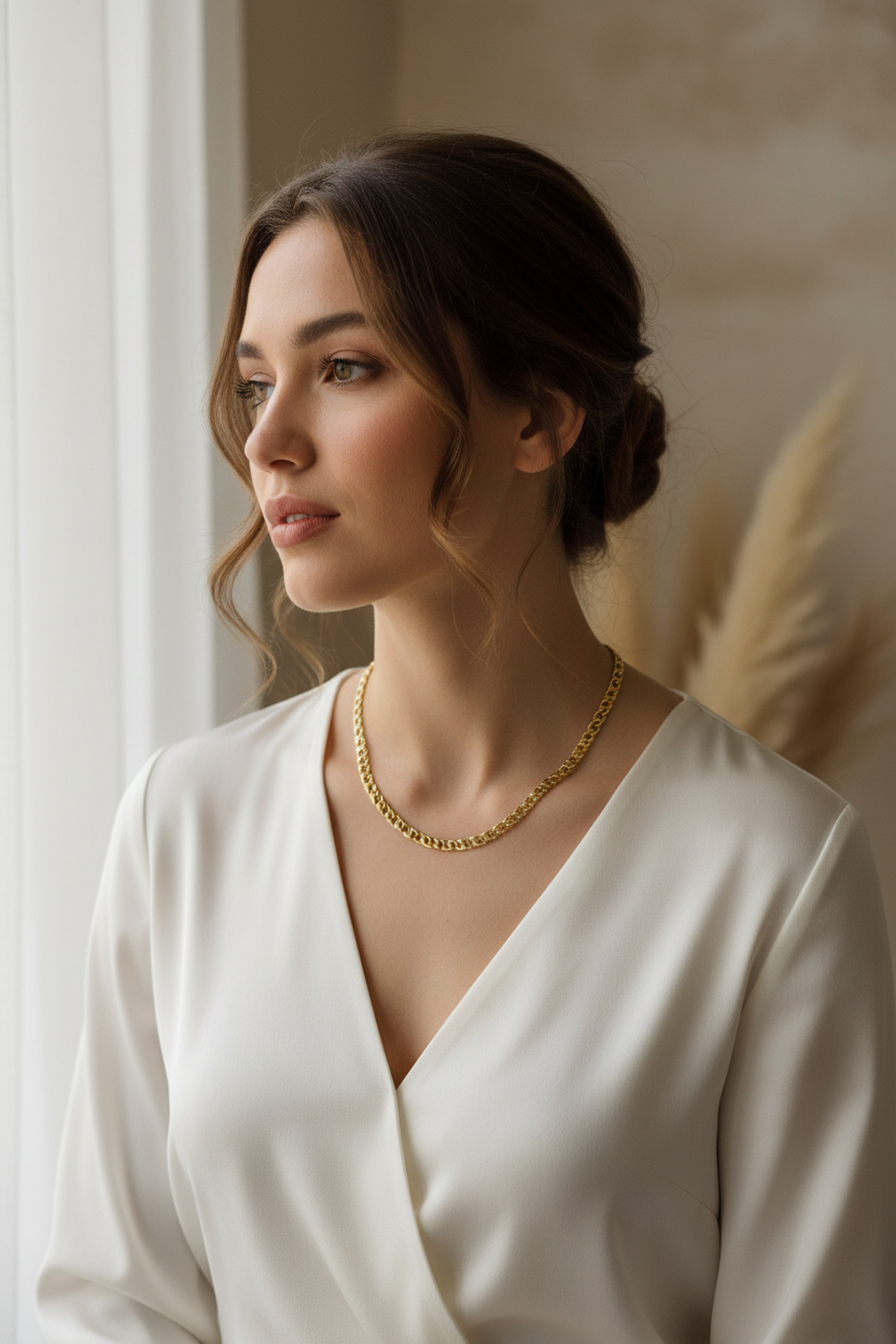 Collier Chaîne Acier Inoxydable Doré Personnalisable - Rêve de Rose