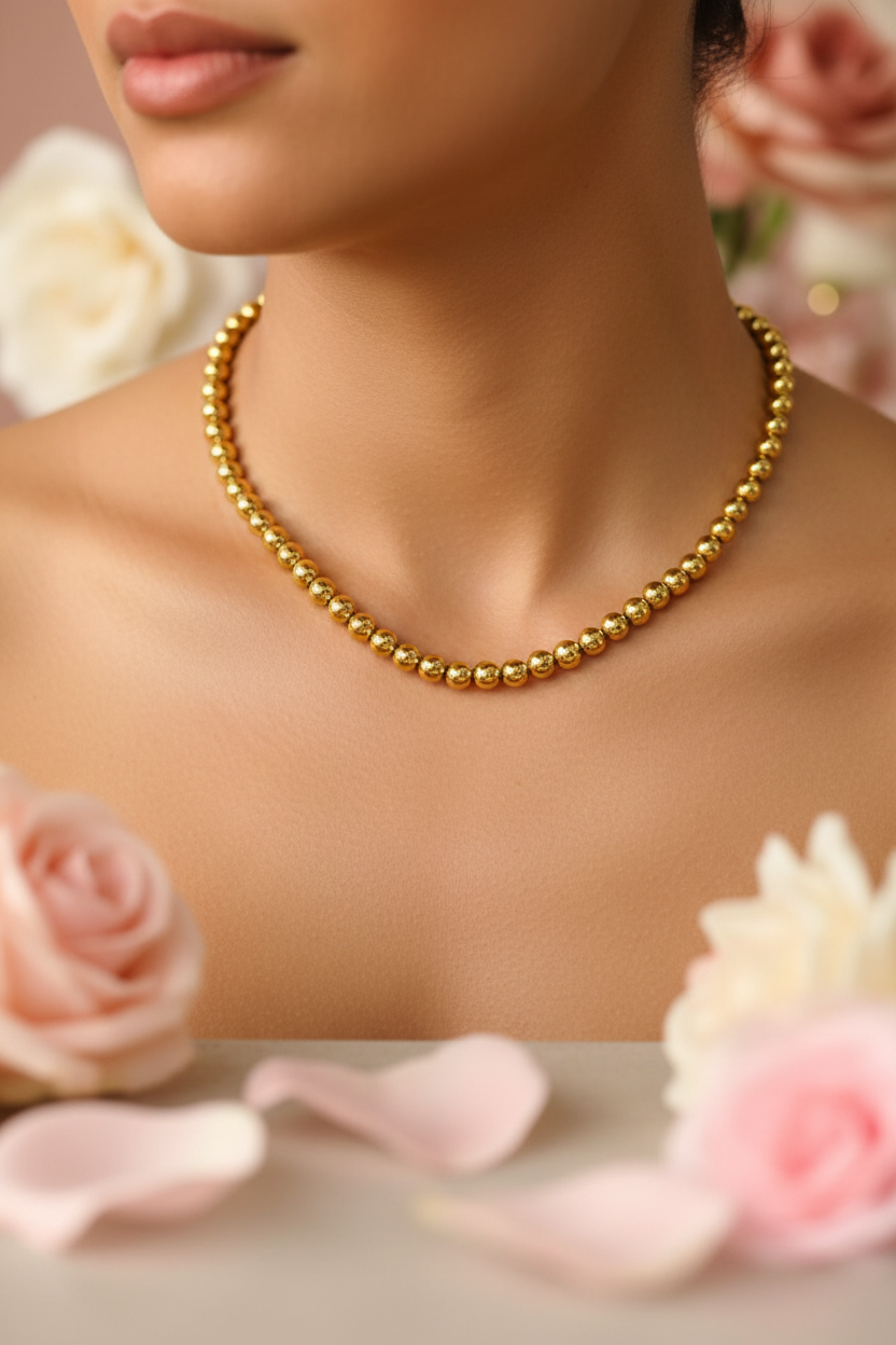 Collier Perles Dorées Acier Inoxydable Personnalisable - Rêve de Rose
