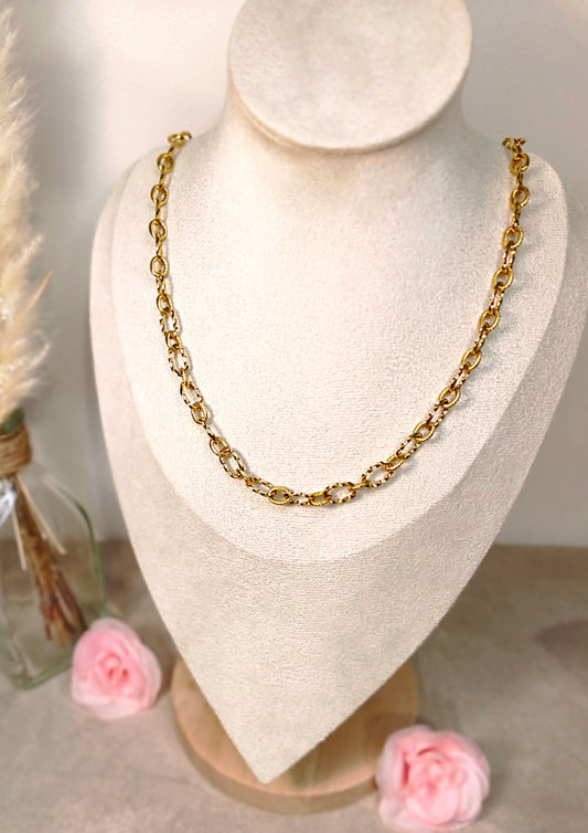 Collier Chaîne Personnalisable Maillons Ciselés - Rêve de Rose