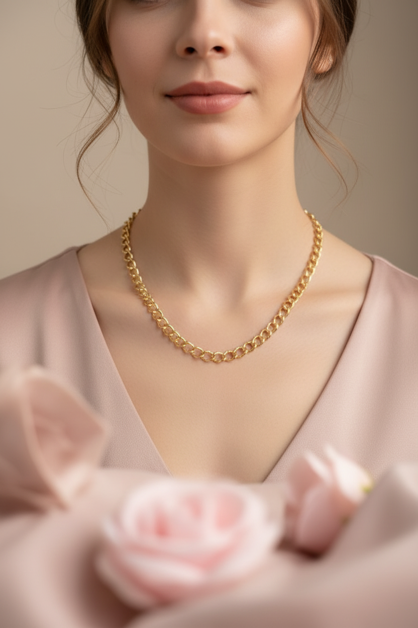 Collier Chaîne Maillons Dorés Larges - Rêve de Rose