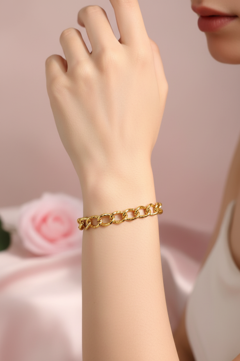 Bracelet Chaîne Maillons Dorés Larges - Rêve de Rose