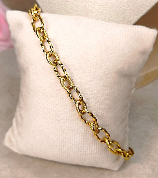 Bracelet Chaîne Maillons Ovales Dorés Personnalisable - Rêve de Rose