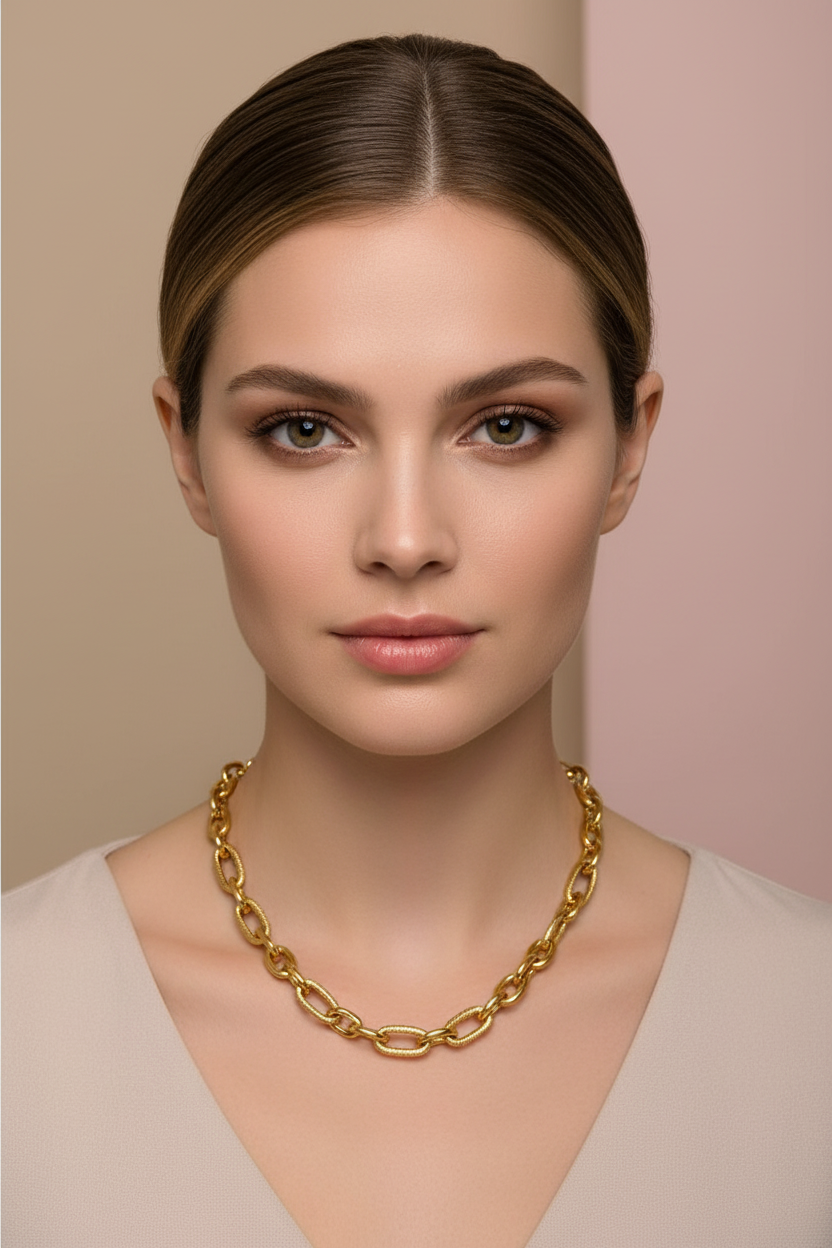 Collier Chaîne Maillons Ovales Dorés Personnalisable - Rêve de Rose