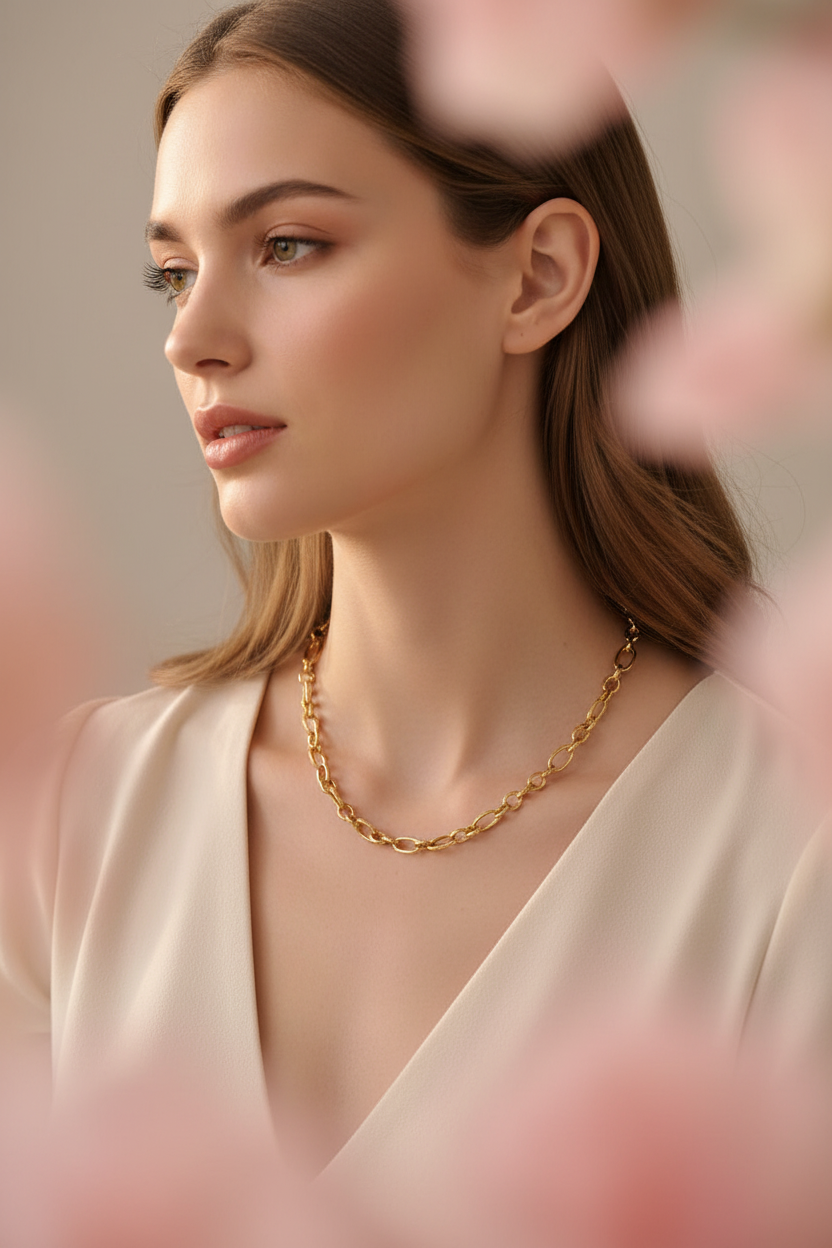 Collier Chaîne Maillons Ovales Dorés Personnalisable -
