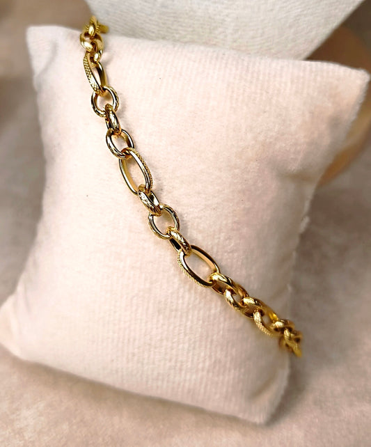 Bracelet Chaîne Maillons Ovales Texturés Dorés Personnalisable - Rêve de Rose
