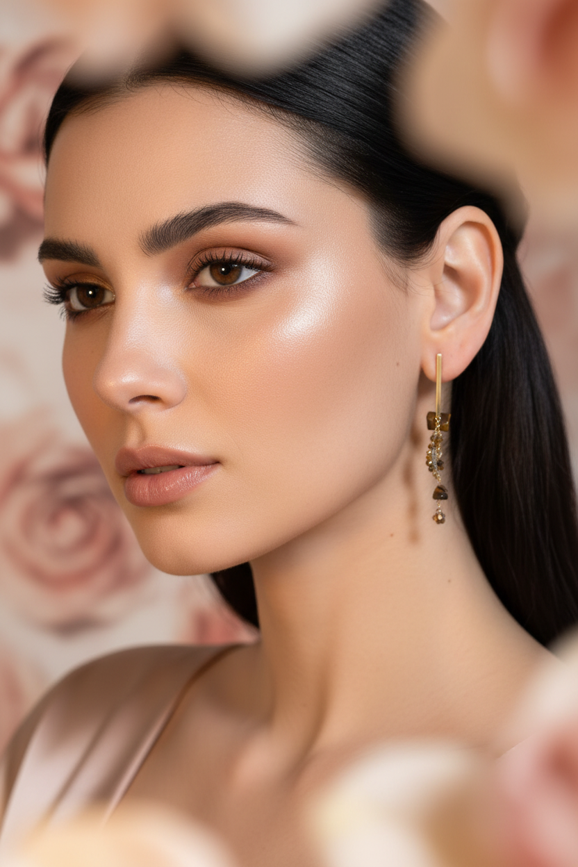Boucles d'Oreilles Pendantes Pierres Œil de Tigre - Rêve de Rose
