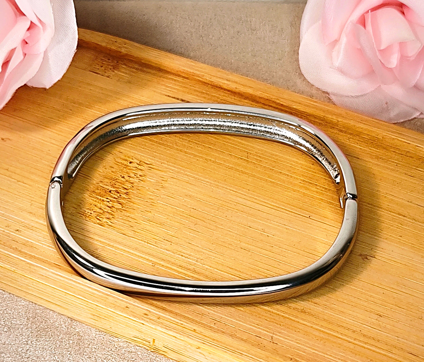Jonc Argenté Classique Fermoir - Rêve de Rose