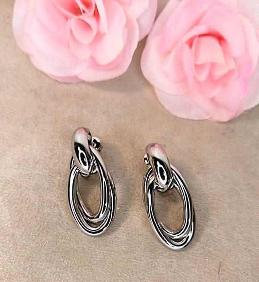 Boucles d'Oreilles Clou Acier Inoxydable Argenté - Rêve de Rose