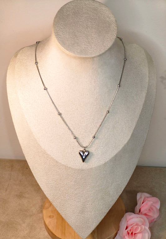 Collier Acier Inoxydable Chaîne Perles Cœur - Rêve de Rose