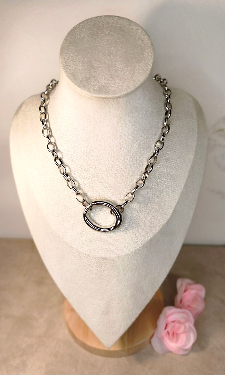 Collier Acier Inoxydable Chaîne Maillons Cercle Central - Rêve de Rose