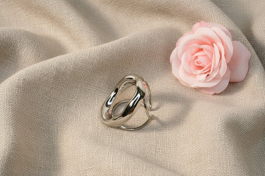Bague Ovale Ajustable Acier Inoxydable Argenté - Rêve de Rose