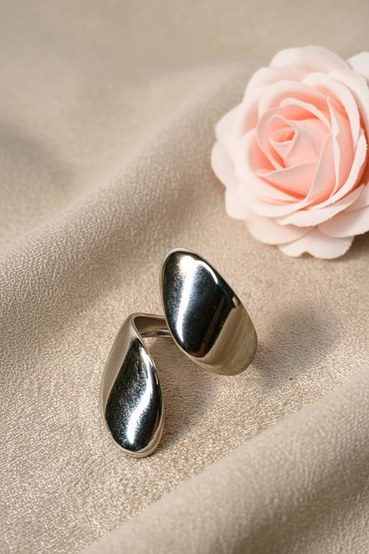 Bague Gouttes Ajustable Acier Inoxydable Argenté - Rêve de Rose