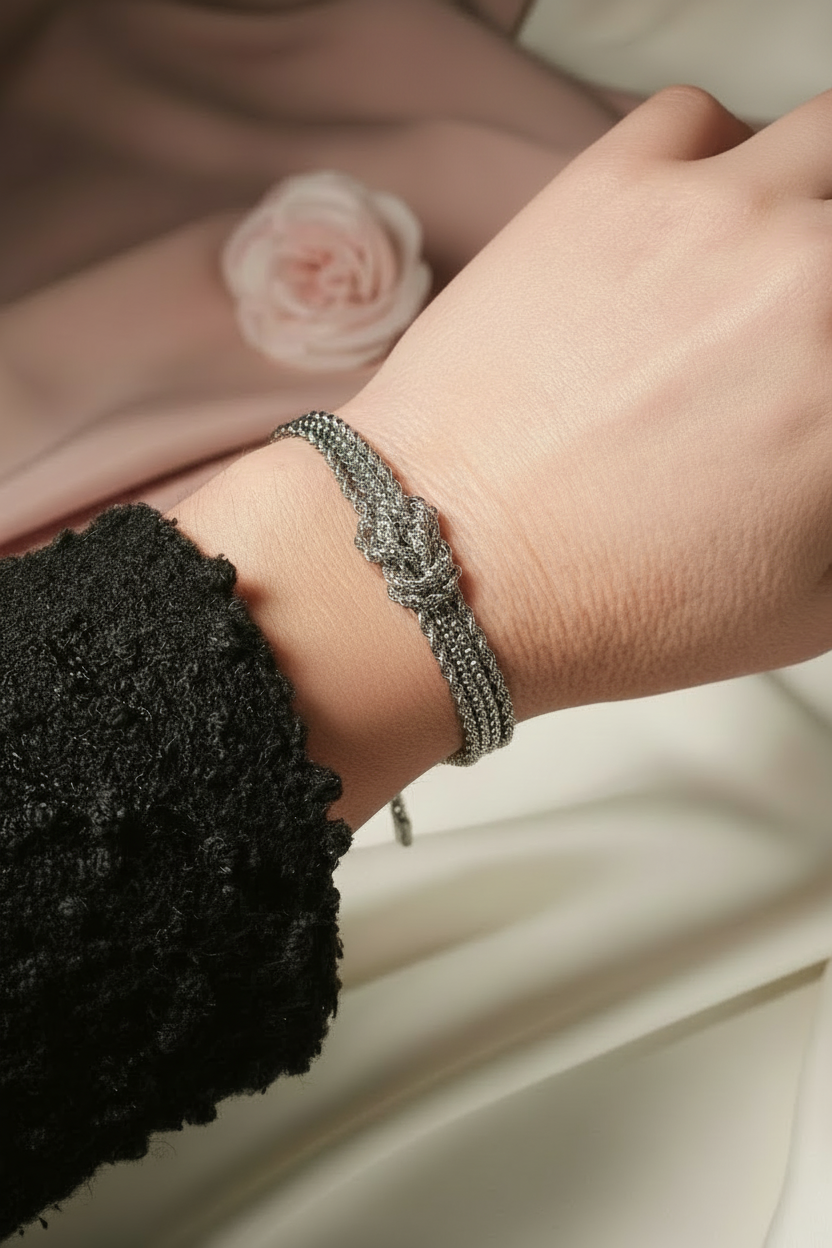 Bracelet 4 Chaînes Acier Inoxydable Argenté - Rêve de Rose