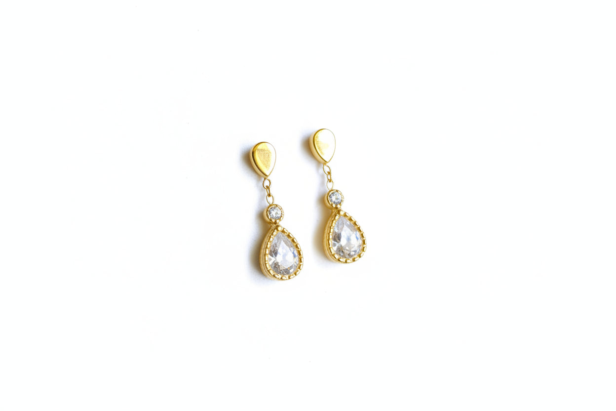 Boucles d'oreilles en forme de goutte d'eau strass - Rêve e Rose 