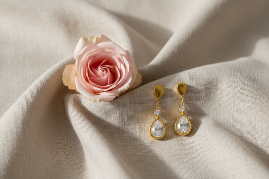 Boucles d'oreilles en forme de goutte d'eau strass - Rêve e Rose 