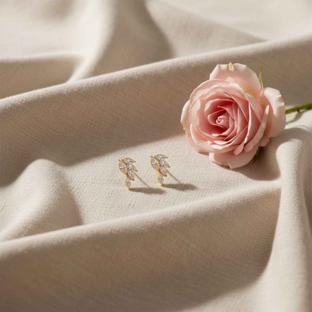 Boucles d'oreilles clous fleur 5 pétales strass - Rêve de Rose