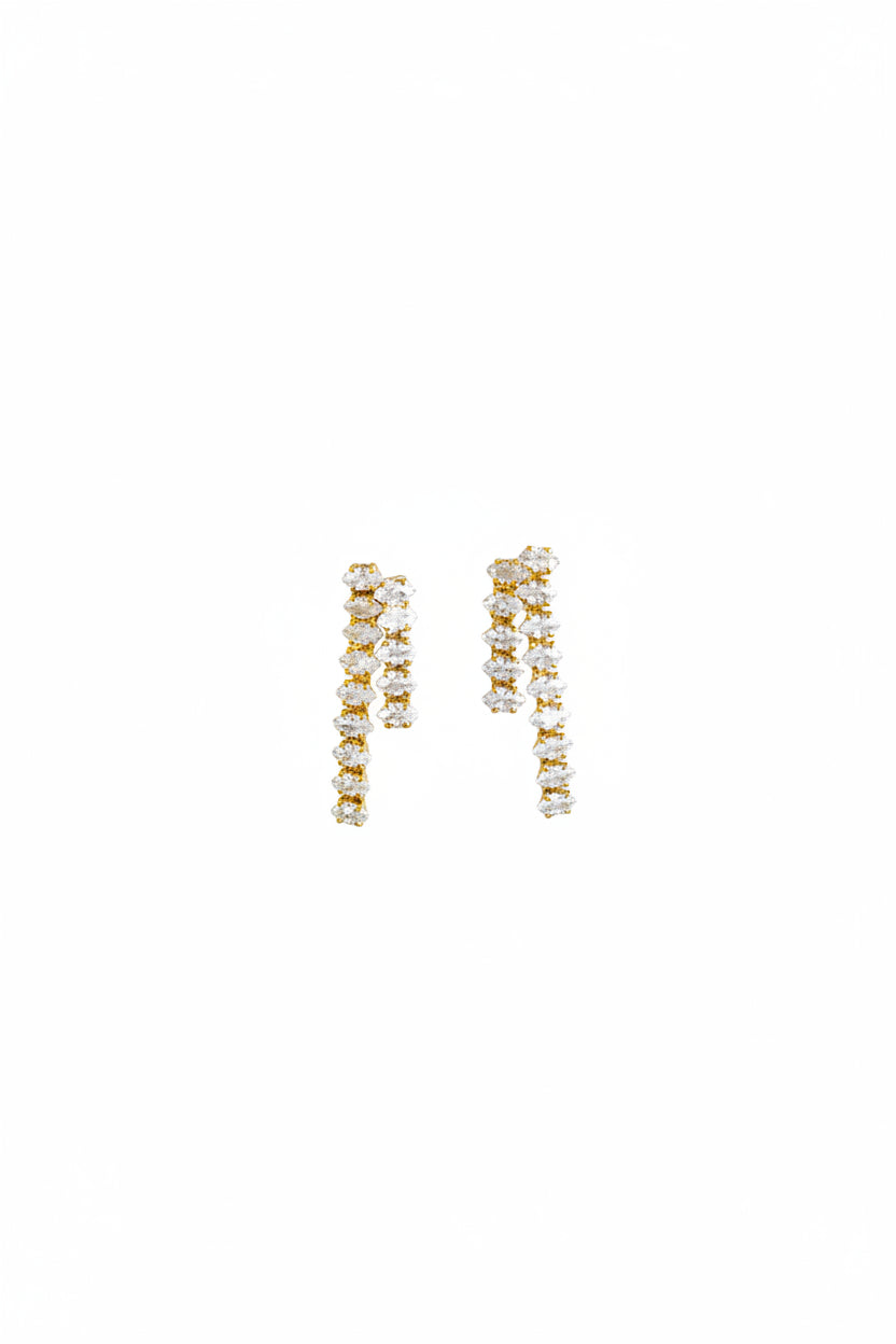 Boucles d'oreilles clous pendantes en strass - Rêve de Rose