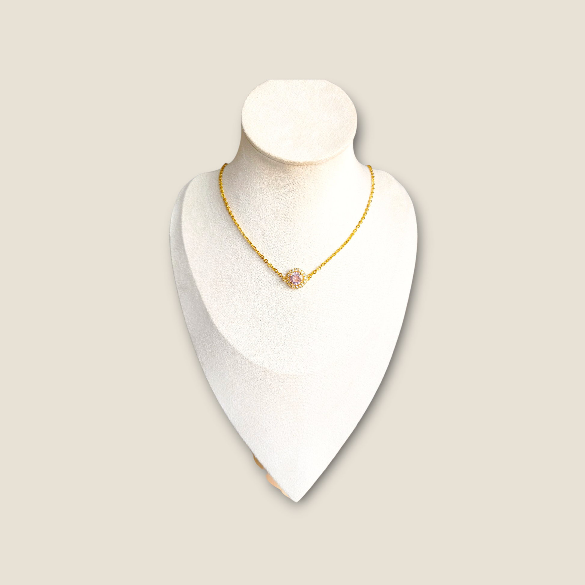 Collier chaîne fine avec pierre scintillante rose et strass - Rêve de Rose