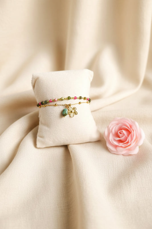 Bracelet Dorina - Tourmaline & Perles Miyuki – Acier Inoxydable