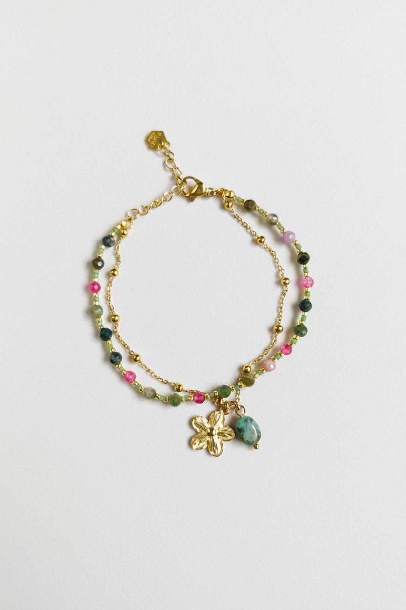 Bracelet Dorina - Tourmaline & Perles Miyuki – Acier Inoxydable