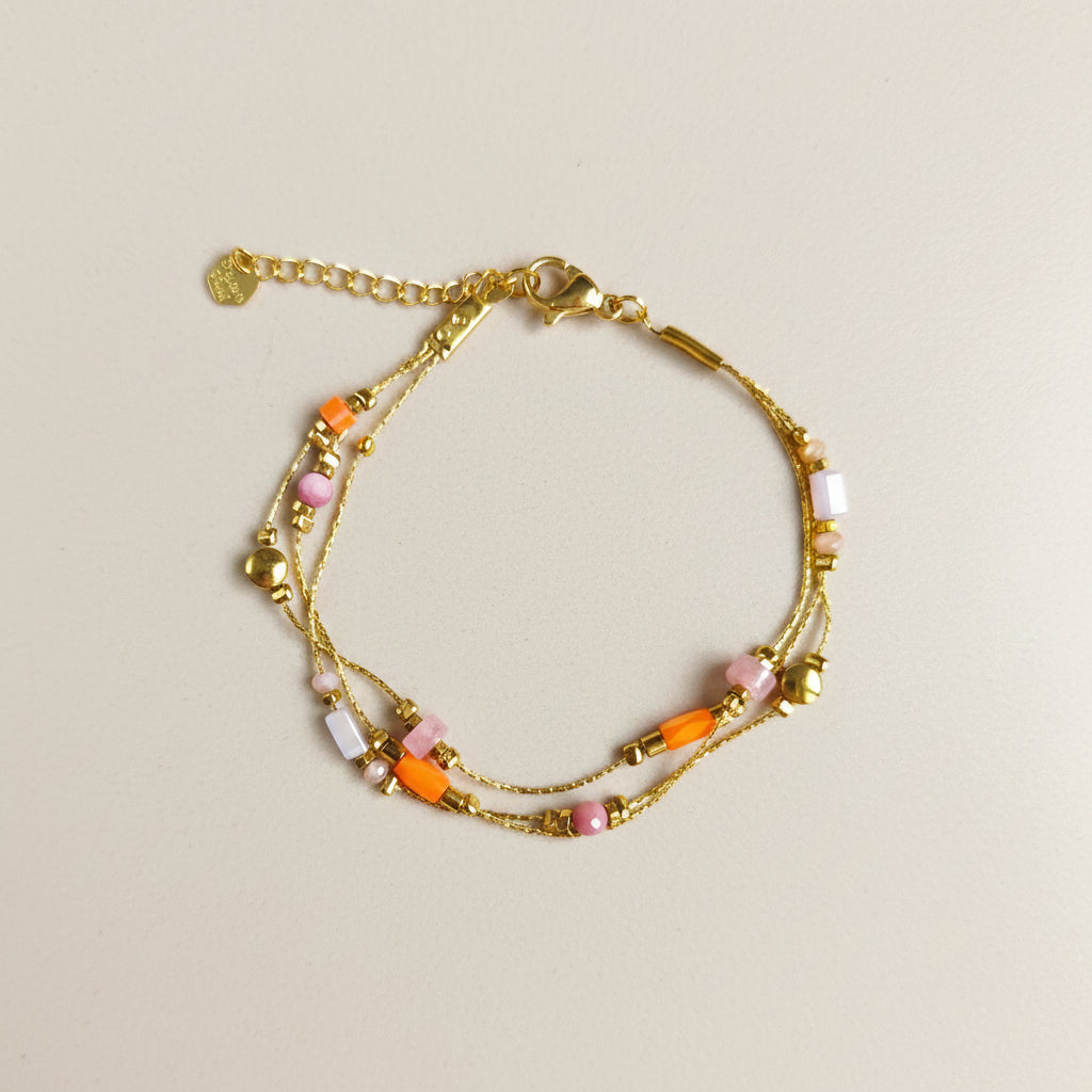 Bracelet Dona – Pierres Naturelles & Perles de Verre – Acier Inoxydable