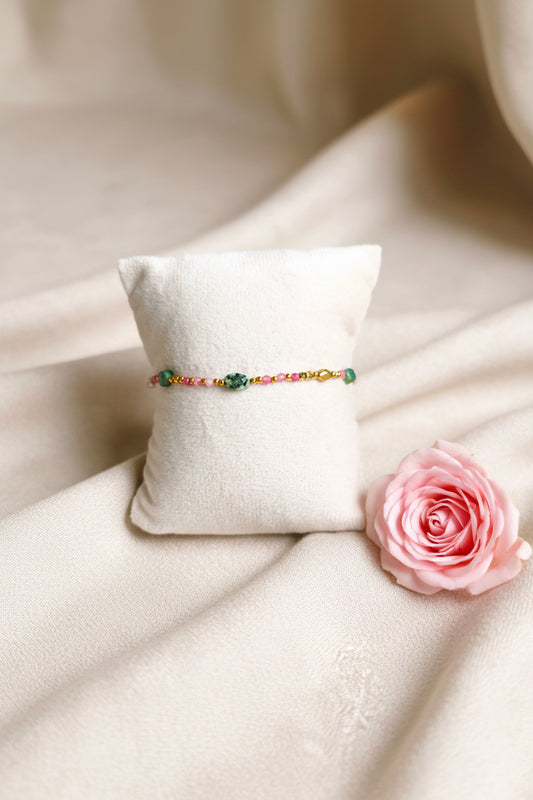 Bracelet Tina - Pierre Naturelle Tourmaline – Acier Inoxydable Réglable