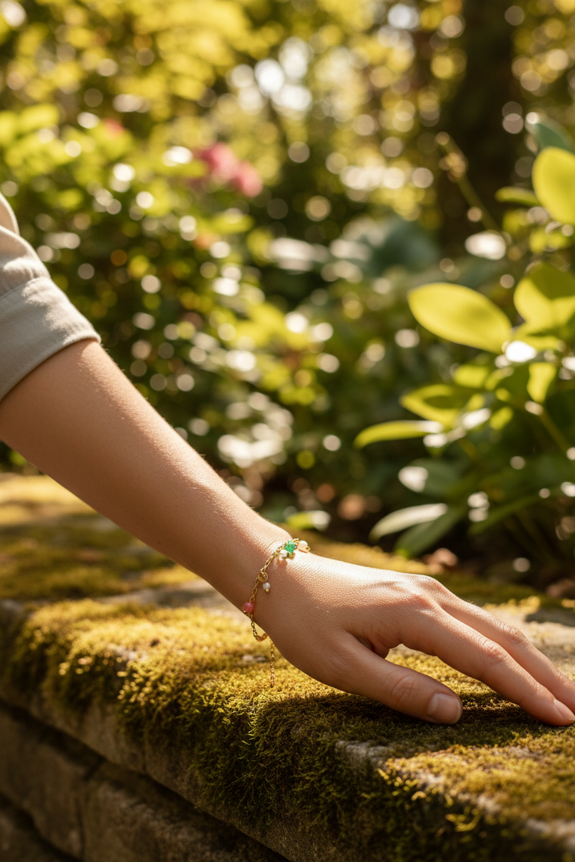 Bracelet Téa - Breloques Pierres Naturelles – Acier Inoxydable Réglable